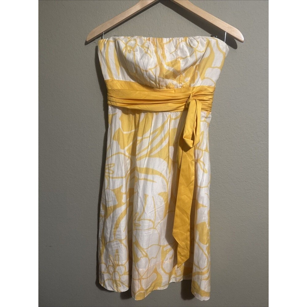 Women’s The Limited strapless dress sz 4 Yellow And White Floral Print